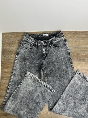 Fire & Rain Acid Wash Wide Leg Jeans Gray Black Size 5